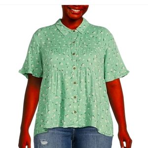 MOA MOA BLOUSE. GREEN COLOR WOMENS 2X BLOUSE.